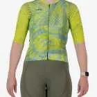 Front view of the ProXision Women's cycle jersey in lichen colour Warp design made by enjoy.cc