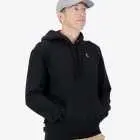 On model view of the unisex U-Flex 5 Panel Ripstop cap in Grey with blue branding by Enjoy.cc