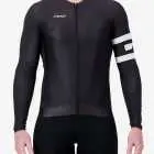 Front view of the Mens ProXision long sleeve cycling jersey in a black design by Enjoy.cc