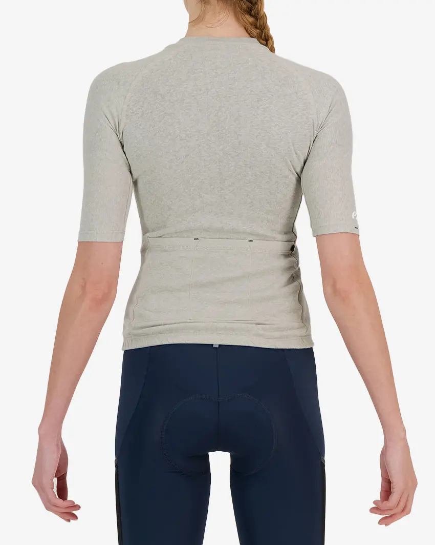 Back view of the womens wheat Hempie cycling jersey design made by Enjoy.cc