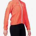 Side view of the Womens Semi Custom Atom cycling Jacket in a solid flame colour Enjoy.cc