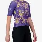 Side view of the Womens Semi Custom Proxision cycling jersey in a purple tie-dye design Enjoy.cc