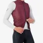 Side view of the scruncher Men's cycling gilet with open zip in a mahogany colour by Enjoy.cc