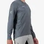 Side view of the Enjoy men's Enduro Long Sleeve Trail Tee in Dark Grey made by Enjoy.cc
