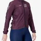 Side view of the Womens Semi Custom Atom cycling Jacket in a solid berry colour Enjoy.cc