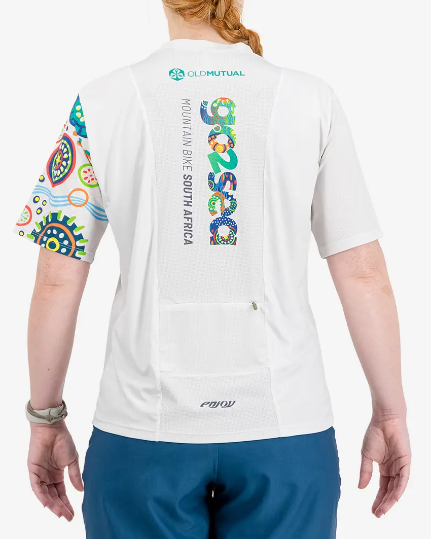 Back view of the Enjoy women's trail tee in the 2026 Go2Sea design made by Enjoy.cc