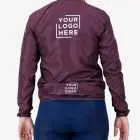 Back view of the Womens Semi Custom Atom cycling Jacket in a solid berry colour Enjoy.cc