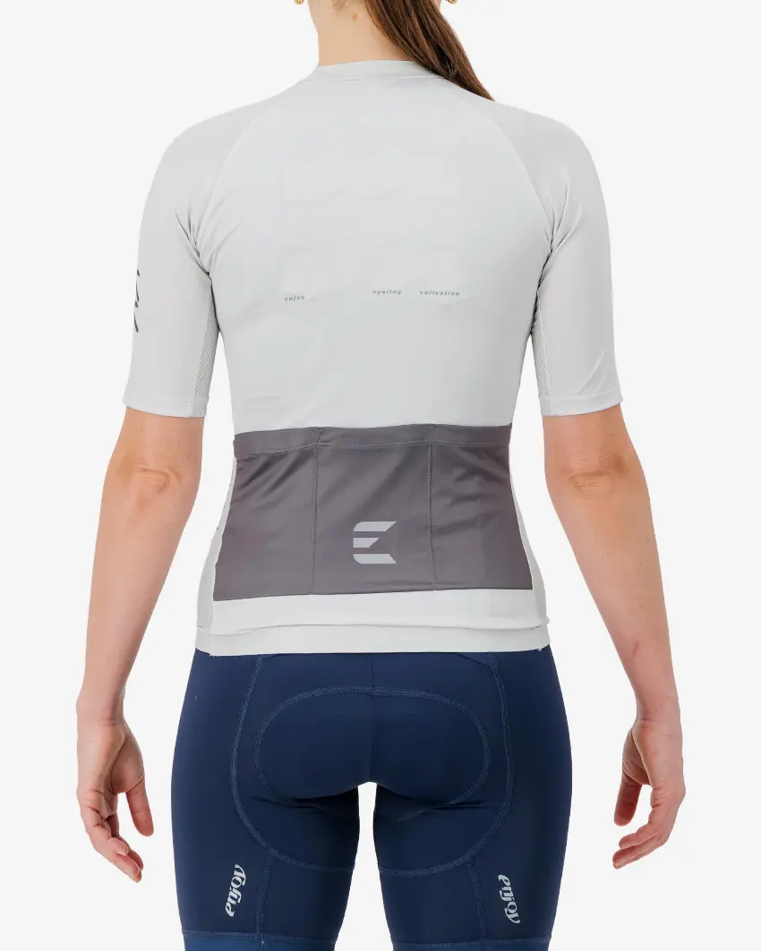Back view of the Women's Supremium cycling jersey for in sand colour way by enjoy.cc