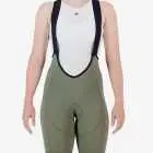 Front view of the Enjoy ProXision womens cargo bib short in the thyme colourway made by enjoy.cc