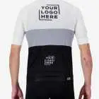 Back view of the Mens Semi Custom Octane cycling jersey in a greyscale block design Enjoy.cc