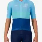 Front view of the Mens Semi Custom Octane cycling jersey in an aqua block design Enjoy.cc