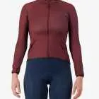 Front view of the women's thermal training long sleeve jersey in a mahogany colour way by Enjoy.cc