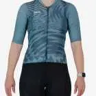 Front view of the ProXision Women's cycle jersey in aqua colour Warp design made by enjoy.cc