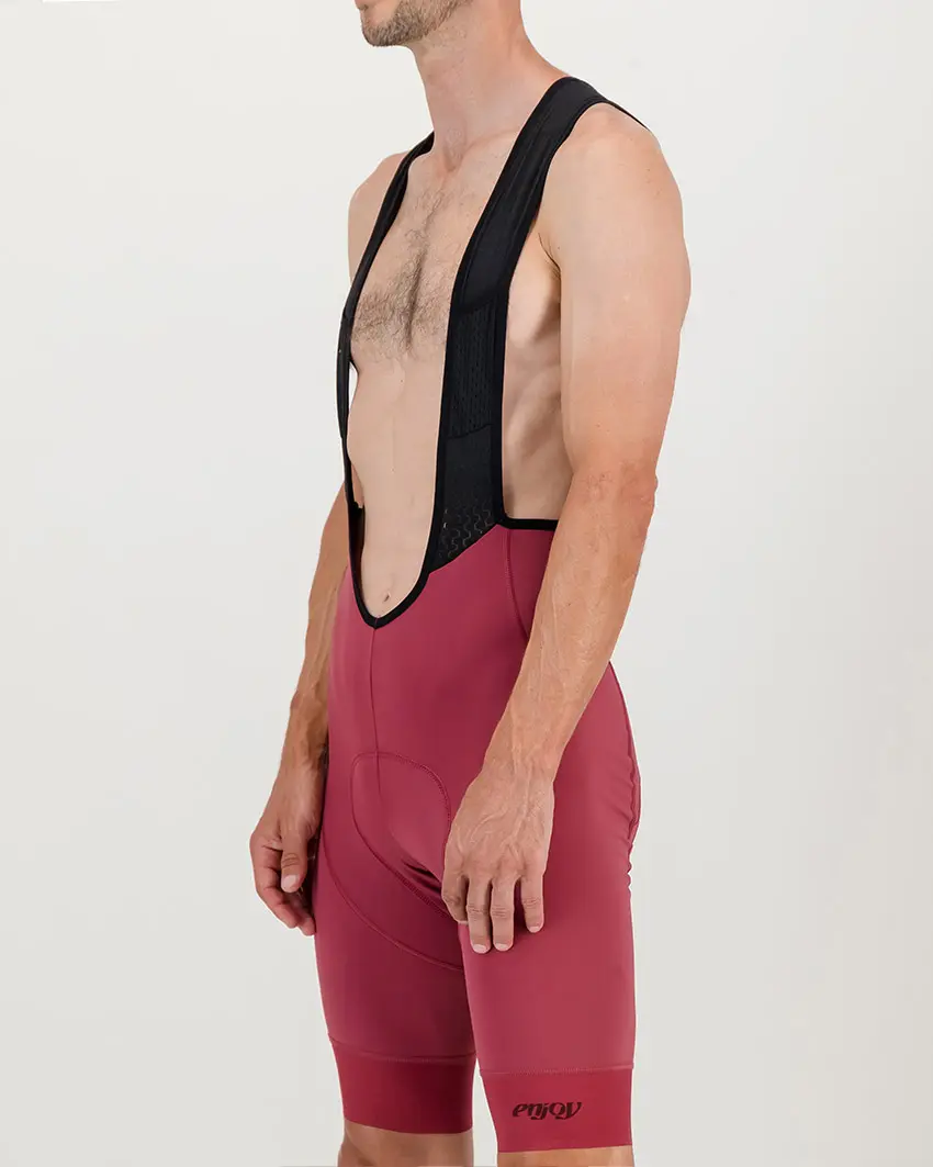Side view of the Enjoy ProXision mens cargo bib short in the bossanova colourway made by enjoy.cc