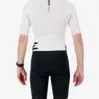 Back view of the men's sleeved triathlon suit in a black and white design made by enjoy.cc