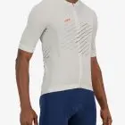 Side view of the mens octane cycle jersey in the ecru chevron design made by Enjoy.cc