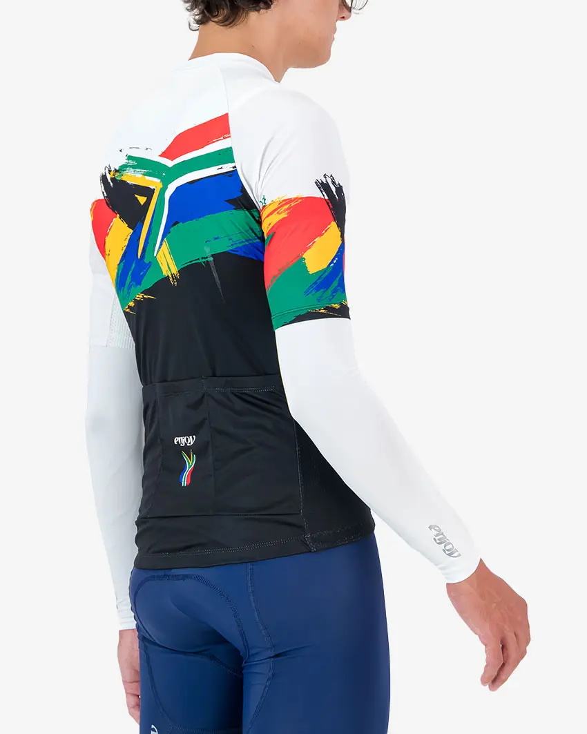 Side view of the Enjoy men's UV sleeve with reflective detailing made by Enjoy.cc