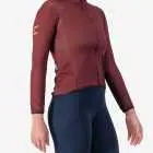 Side view of the women's thermal training long sleeve jersey in a mahogany colour way by Enjoy.cc