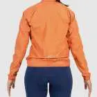 Back view of the womens Orange water resistant atom jacket with reflective detail made by Enjoy.cc