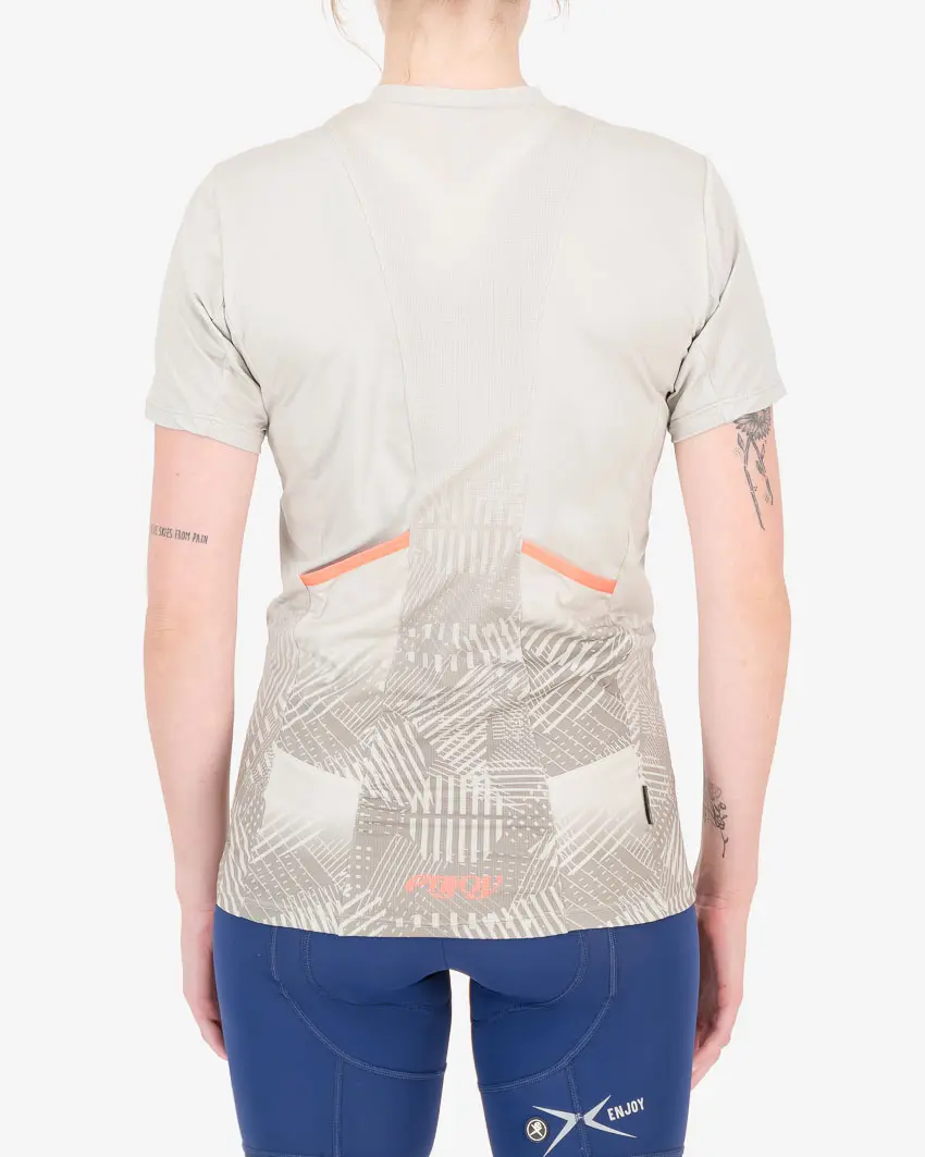 Back of the ladies trail tee in the Groad To Freedom Reptilia design made by enjoy.cc