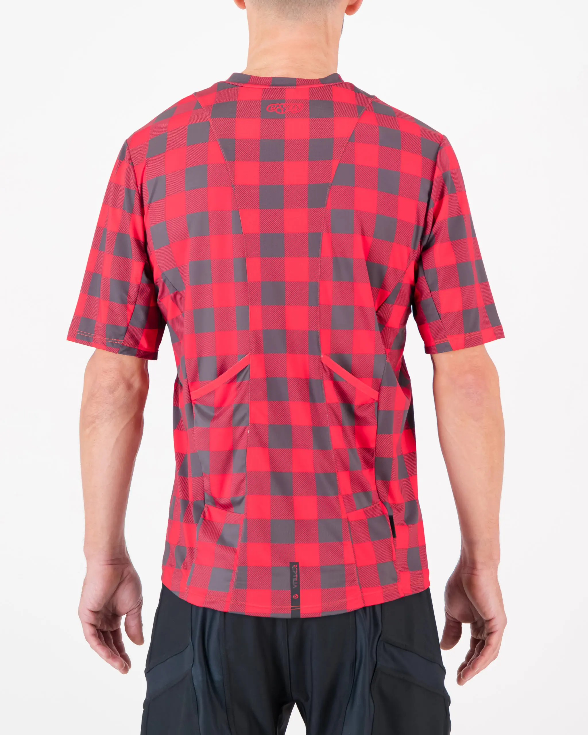 Back of the mens trail tee in the Hillbilly Reptilia design made by enjoy.cc
