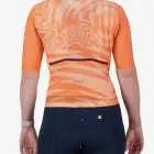 Back view of the ProXision women's zipless cycle jersey in peach colour Warp design by enjoy.cc