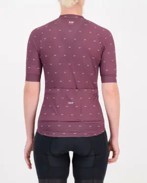Back of the ladies cycling shirt in the sally Cool Breeze Octane design made by enjoy.cc