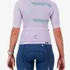 Back view of the Octane women's cycling jersey in a purple chevron design made by enjoy.cc
