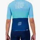 Back view of the Mens Semi Custom Octane cycling jersey in an aqua block design Enjoy.cc