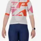 Front view of the Octane Women's cycle jersey in beige colour Destination design by enjoy.cc