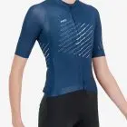 Side view of the womens octane cycle jersey in the petrol chevron design made by Enjoy.cc