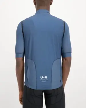 Mens Semester Navy coloured Winter Gilet. Designed and manufactured by Enjoy cycling apparel.