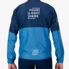 Back view of the Mens Semi Custom Atom cycling Jacket in a blue duo tone design Enjoy.cc