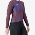 Side view of the ProXision women's long sleeve cycling jersey in a purple colour way by Enjoy.cc