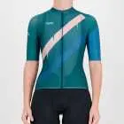 Front of the ladies cycling shirt in the slippery green Yes Coach Climber design made by enjoy.cc