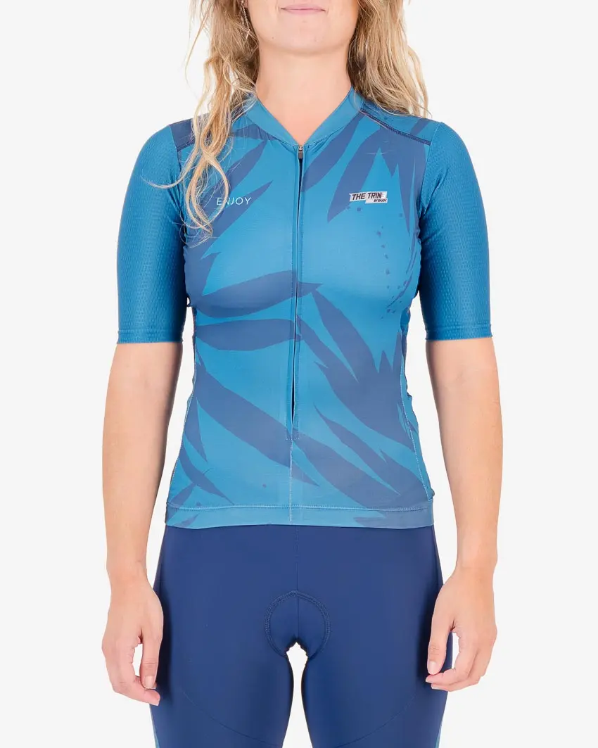 Front of the ladies tri top in the Flora design made by Enjoy.cc