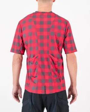 Back of the mens trail tee in the Hillbilly Reptilia design made by enjoy.cc