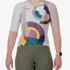 Front view of the Climber Women's cycle jersey in light Saturn design made by enjoy.cc