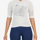 Front view of the womens octane cycle jersey in the white chevron design made by Enjoy.cc