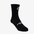 Front view of unisex cycling socks in Black with white branding by Enjoy.cc