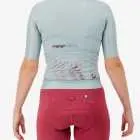 Back view of the Women's ProXision cycling jersey for in teal glitch colour way by enjoy.cc