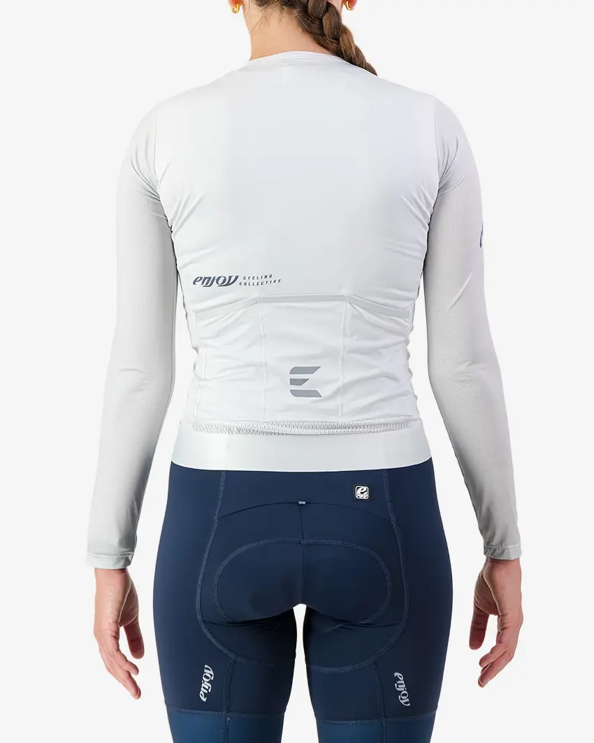 Back view of the ProXision women's long sleeve cycling jersey in an Arctic colour way by Enjoy.cc