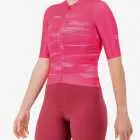 Side view of the Women's ProXision cycling jersey for in pink glitch colour way by enjoy.cc