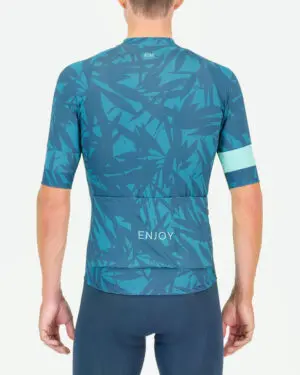 Back of the mens cycling shirt in the Flora Octane design made by enjoy.cc