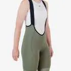 3qtr view of the Enjoy ProXision womens cargo bib short in the thyme colourway made by enjoy.cc