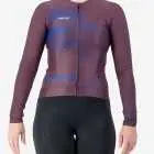 Front view of the ProXision women's long sleeve cycling jersey in a Purple colour way by Enjoy.cc