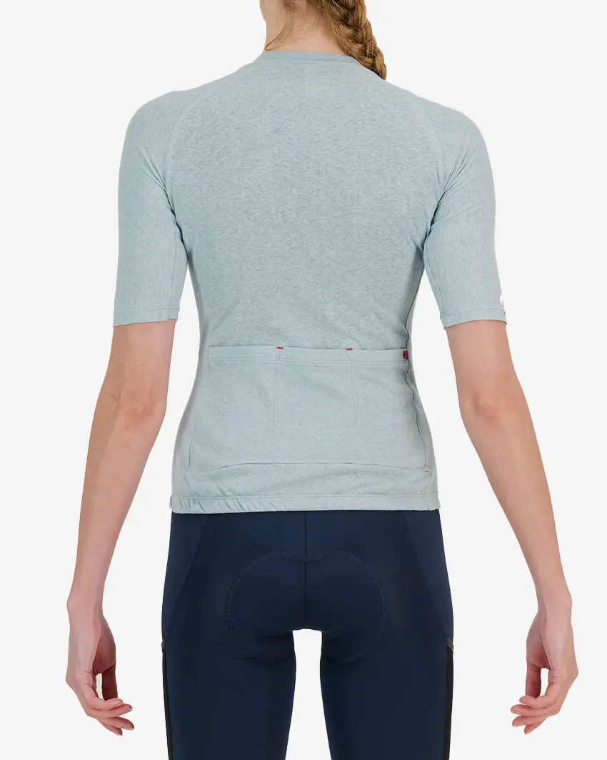 Back view of the womens mint Hempie cycling jersey design made by Enjoy.cc