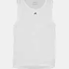 Flat lay view of the men's sleeveless baselayer in the white emotif design made by Enjoy.cc