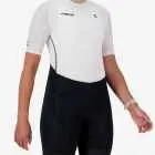 Side view of the women's sleeved triathlon suit in a black and white design made by enjoy.cc