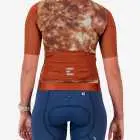 Back view of the ProXision women's cycling zipless jersey in a rust tie-dye design made by enjoy.cc